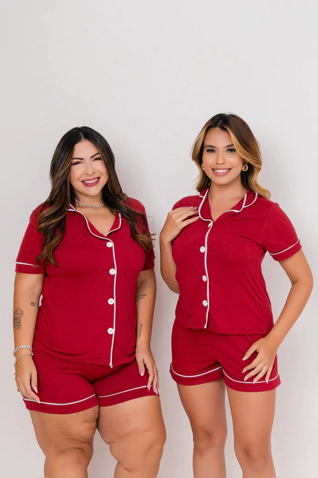 Pijama Americano Liso - Vinho