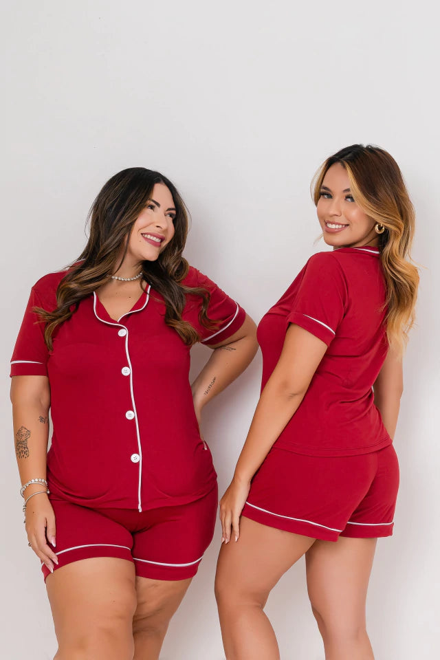 Pijama Americano Liso - Vinho